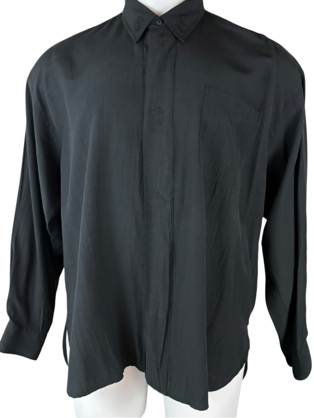 BUGATCHI UOMO Mens XL Dress Shirt Black Button Down Long Sleeve Casual Prep 178